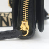 Stella McCartney Perforated Logo Mini Crossbody Bag Black Faux Leather Wallet