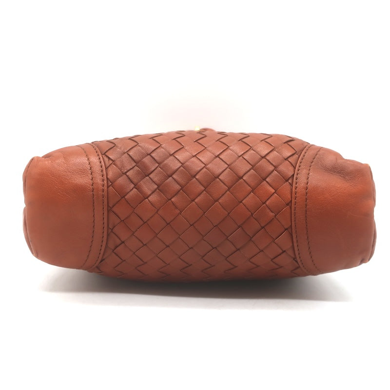 Vintage Bottega Veneta Intrecciato Top Handle Turn Lock Bag Brown Crossbody