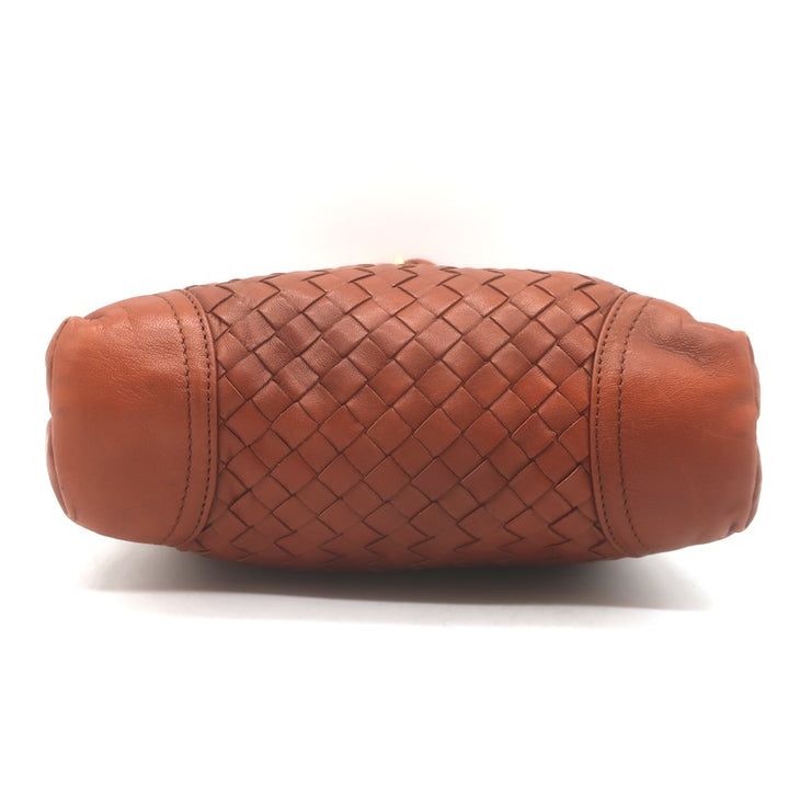 Vintage Bottega Veneta Intrecciato Top Handle Turn Lock Bag Brown Crossbody