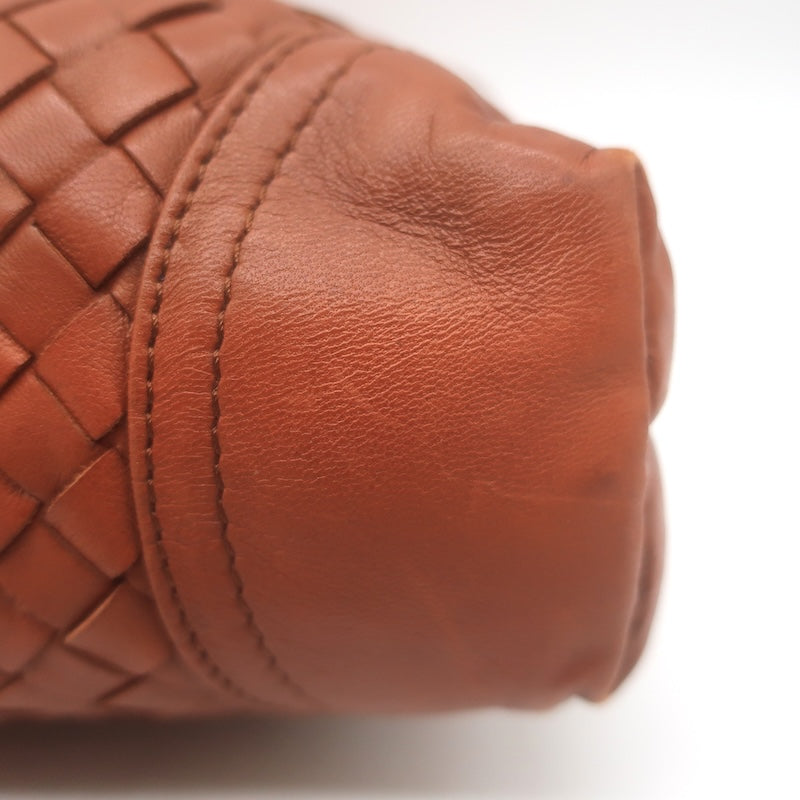 Vintage Bottega Veneta Intrecciato Top Handle Turn Lock Bag Brown Crossbody