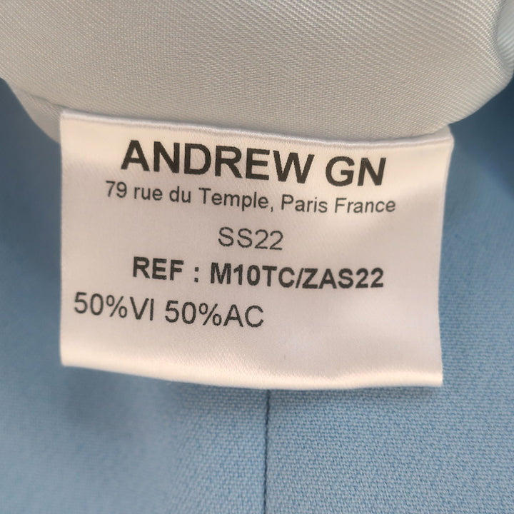 Andrew Gn Embellished Wide-Leg Belted Jumpsuit Sky Blue Crepe Size 40