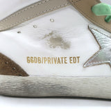 Golden Goose Mid Star Glitter Heel Tab Sneakers White & Beige Leather Size 39