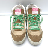 Golden Goose Mid Star Glitter Heel Tab Sneakers White & Beige Leather Size 39