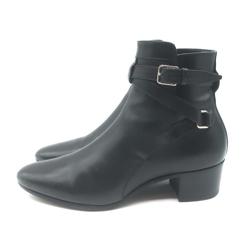Saint Laurent Blake Jodhpur Ankle Boots Black Leather Size 38.5
