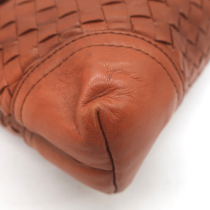 Vintage Bottega Veneta Intrecciato Top Handle Turn Lock Bag Brown Crossbody