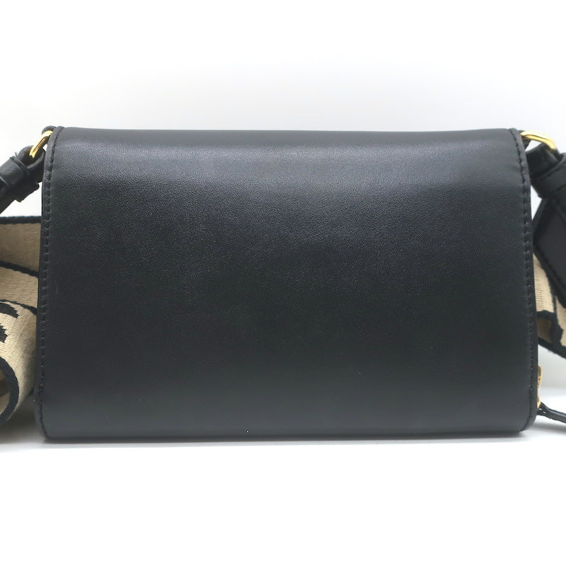 Stella McCartney Perforated Logo Mini Crossbody Bag Black Faux Leather Wallet