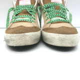 Golden Goose Mid Star Glitter Heel Tab Sneakers White & Beige Leather Size 39