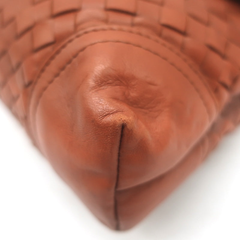 Vintage Bottega Veneta Intrecciato Top Handle Turn Lock Bag Brown Crossbody
