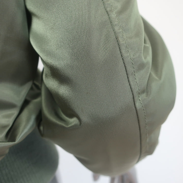 SAM. Jenny Raccoon Fur-Collar Bomber Jacket Olive Size Small