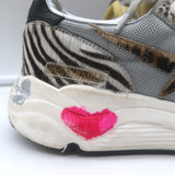 Golden Goose Running Sole sneakers, zebra and leopard calf hair, size 38, authentic pre-owned