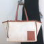 Loewe Cushion Tote Brown Leather-Trimmed Ecru Canvas Large Shoulder Bag