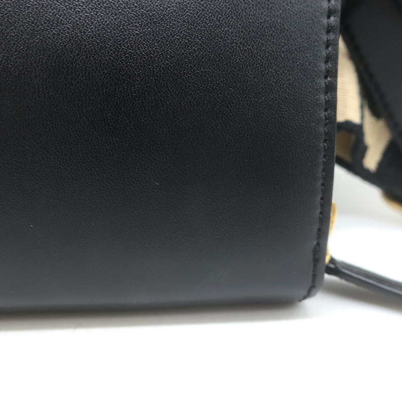 Stella McCartney Perforated Logo Mini Crossbody Bag Black Faux Leather Wallet