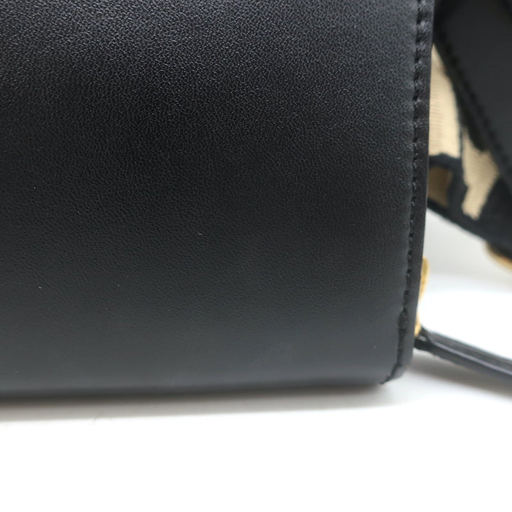 Stella McCartney Perforated Logo Mini Crossbody Bag Black Faux Leather Wallet