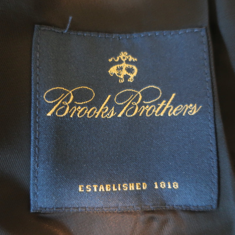 Brooks Brothers Checked Button Front Jacket Navy Linen-Blend Size 4