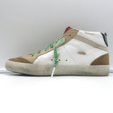 Golden Goose Mid Star Glitter Heel Tab Sneakers White & Beige Leather Size 39