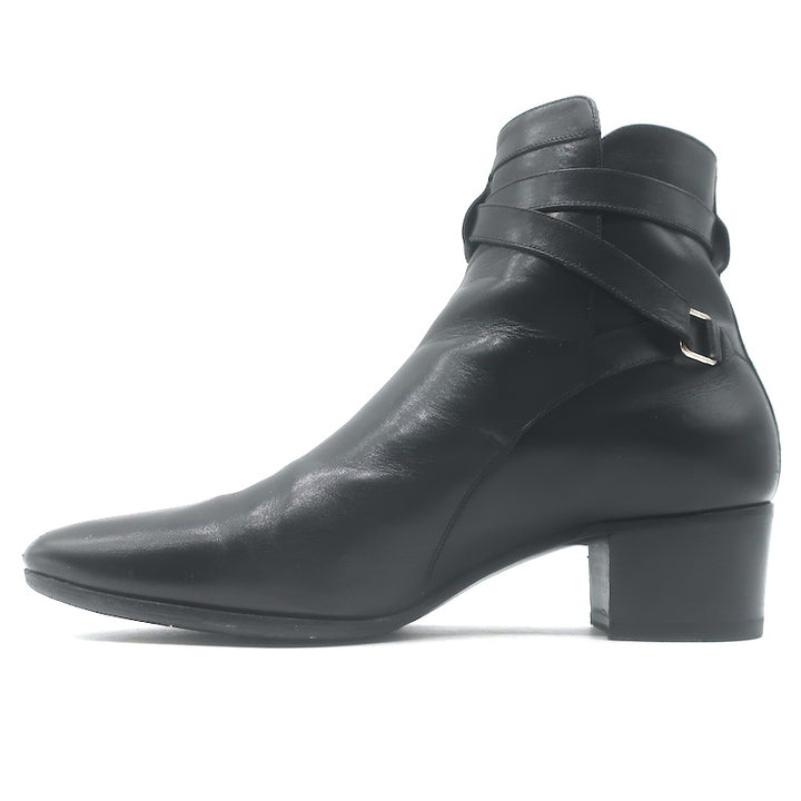 Saint Laurent Blake Jodhpur Ankle Boots Black Leather Size 38.5