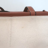 Loewe Cushion Tote Brown Leather-Trimmed Ecru Canvas Large Shoulder Bag