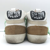 Golden Goose Mid Star Glitter Heel Tab Sneakers White & Beige Leather Size 39