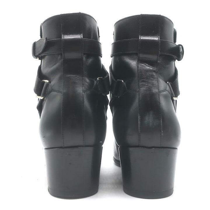 Saint Laurent Blake Jodhpur Ankle Boots Black Leather Size 38.5