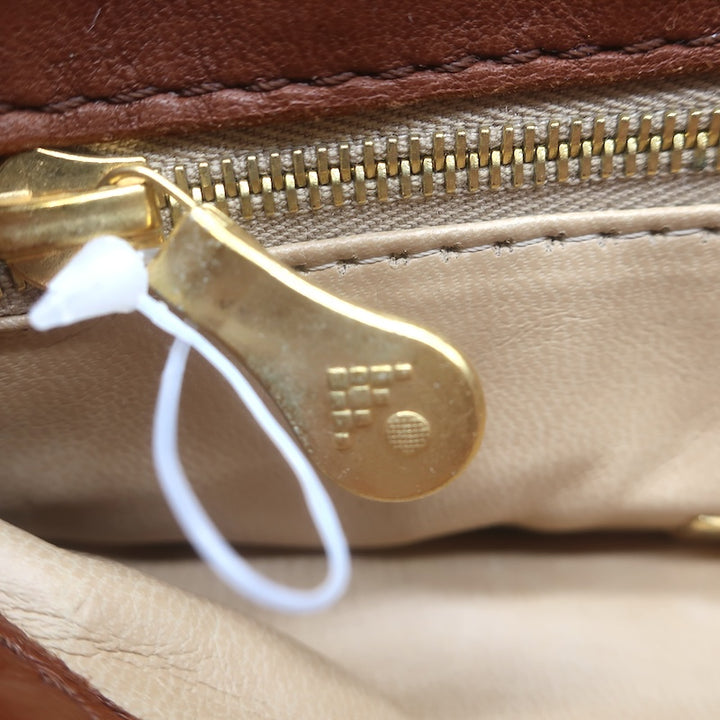 Vintage Bottega Veneta Intrecciato Top Handle Turn Lock Bag Brown Crossbody