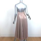 A.L.C. Pleated Metallic Halter Maxi Dress Zelda Pink Crepe Size 4