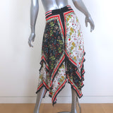 Alice + Olivia Maura Tiered Handkerchief Hem Scarf Print Midi Skirt Size 4