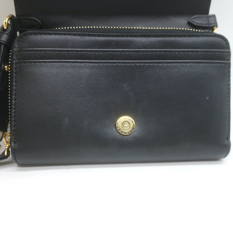 Stella McCartney Perforated Logo Mini Crossbody Bag Black Faux Leather Wallet