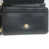 Stella McCartney Perforated Logo Mini Crossbody Bag Black Faux Leather Wallet