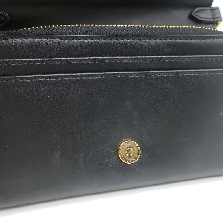 Stella McCartney Perforated Logo Mini Crossbody Bag Black Faux Leather Wallet