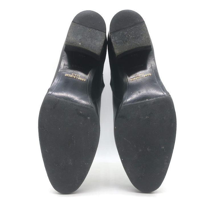 Saint Laurent Blake Jodhpur Ankle Boots Black Leather Size 38.5