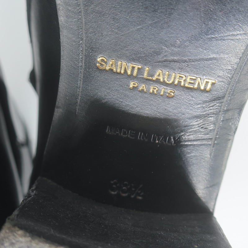Saint Laurent Blake Jodhpur Ankle Boots Black Leather Size 38.5