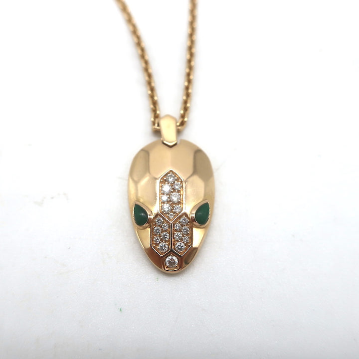 Bvlgari Serpenti Diamond and Malachite Necklace 18k Rose Gold