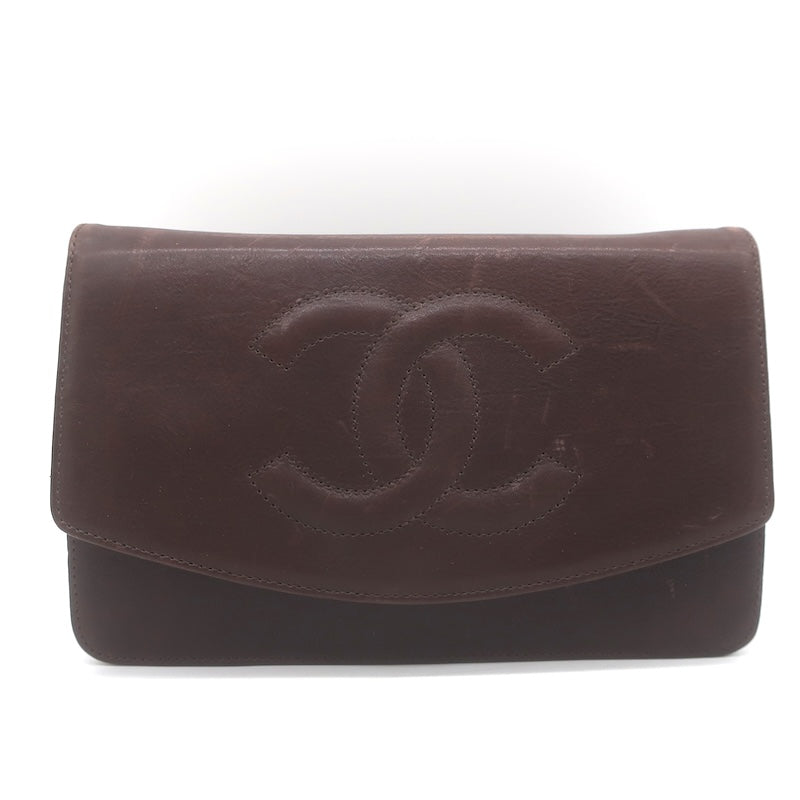 Chanel 2005 CC Wallet on Chain Dark Brown Leather Crossbody