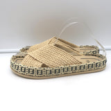 Authentic Fendi raffia crisscross slide sandals in natural beige, luxury pre-owned women's size 38, gently worn