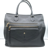 Thakoon Front-Pocket Tote Black Leather & Suede Large Shoulder Bag