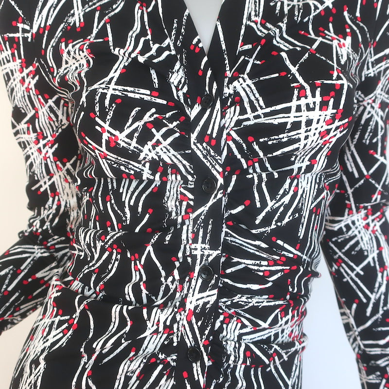 Diane von Furstenberg Sheska Ruched Midi Dress Matches Print Jersey Size 4 NEW