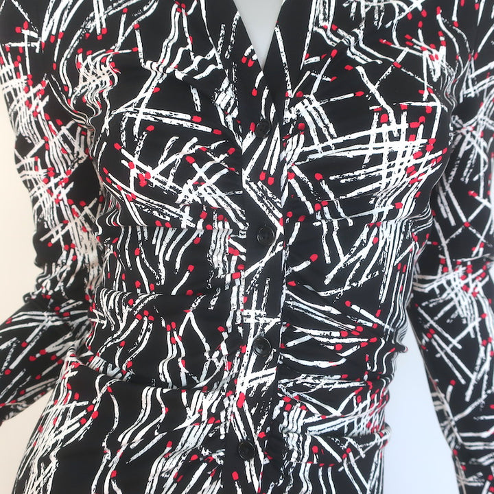 Diane von Furstenberg Sheska Ruched Midi Dress Matches Print Jersey Size 4 NEW