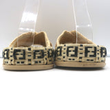 Fendi raffia crisscross slide sandals in natural beige, pre-owned and gently worn, authentic luxury