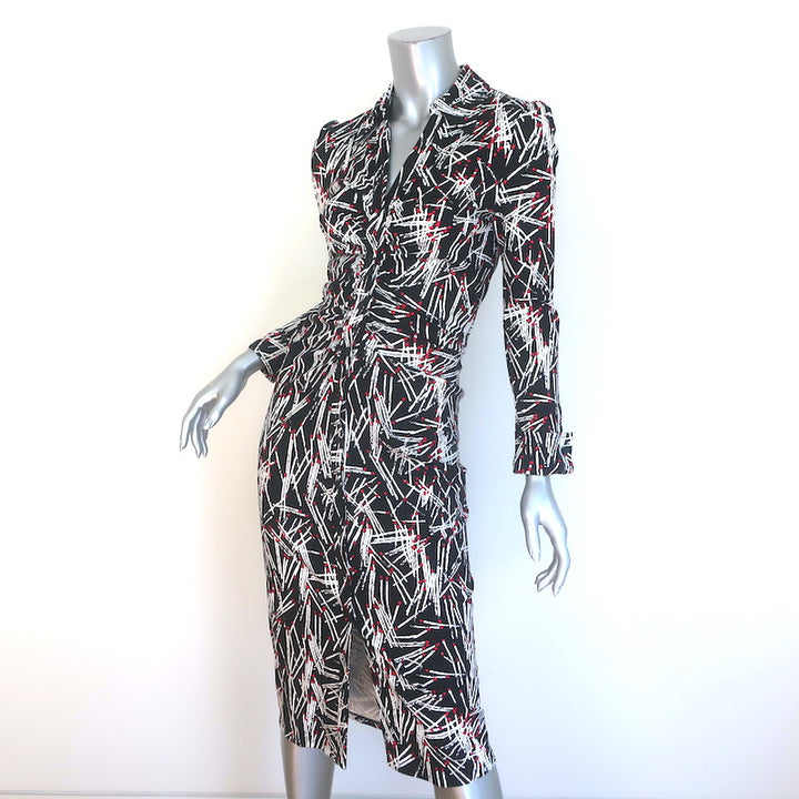 Diane von Furstenberg Sheska Ruched Midi Dress Matches Print Jersey Size 4 NEW