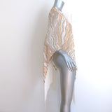 Missoni Fringed Shawl White/Peach/Gold Metallic Zigzag Knit