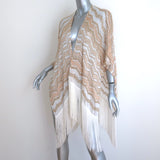 Missoni Fringed Shawl White/Peach/Gold Metallic Zigzag Knit