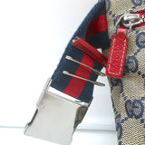 Gucci Double Pocket Belt Bag Brown GG Monogram Canvas & Red Leather