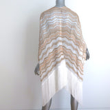 Missoni Fringed Shawl White/Peach/Gold Metallic Zigzag Knit