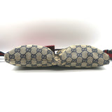 Gucci Double Pocket Belt Bag Brown GG Monogram Canvas & Red Leather