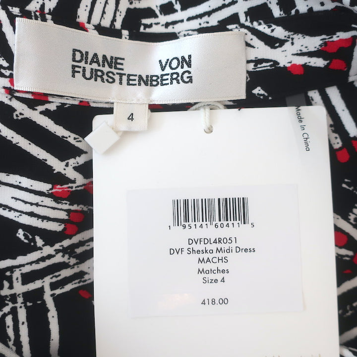 Diane von Furstenberg Sheska Ruched Midi Dress Matches Print Jersey Size 4 NEW