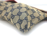 Gucci Double Pocket Belt Bag Brown GG Monogram Canvas & Red Leather