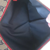 Gucci Double Pocket Belt Bag Brown GG Monogram Canvas & Red Leather