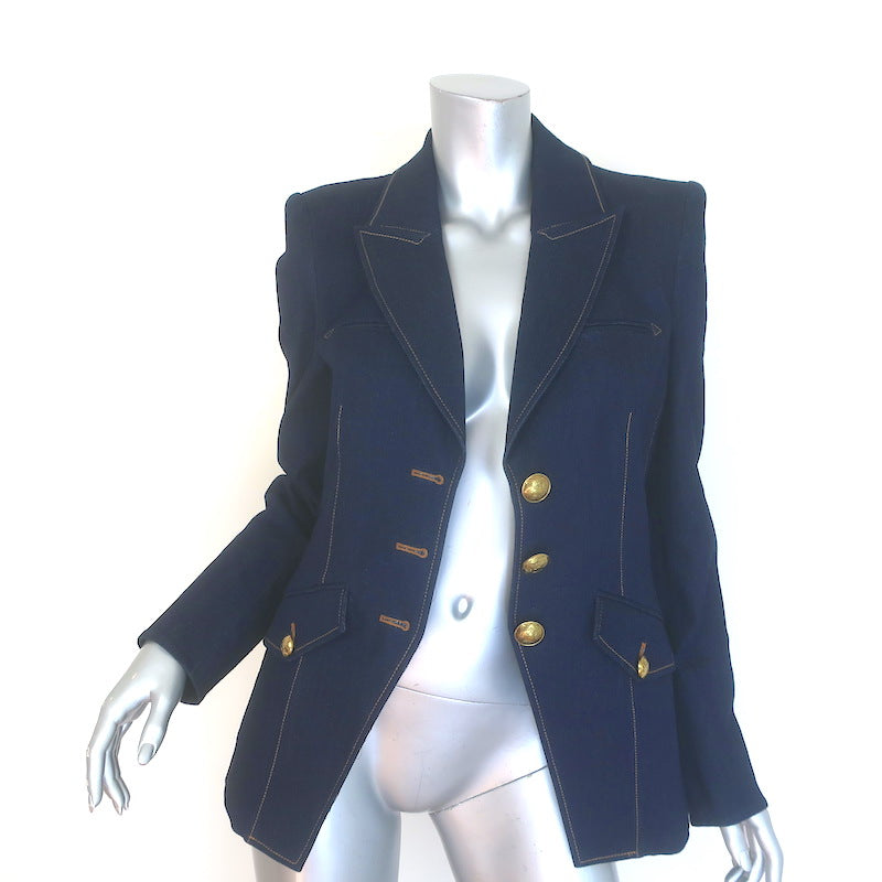 Veronica Beard Anoki Denim Dickey Jacket Dark Oxford Stretch Cotton Size 4