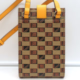 Moreau Paris Vertical Phone Pouch Marigold Canvas & Leather Crossbody Bag NEW