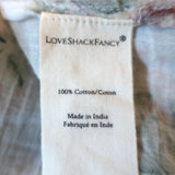 LoveShackFancy Ruffle Top Blue Lace-Trim Floral Print Cotton Size Extra Small